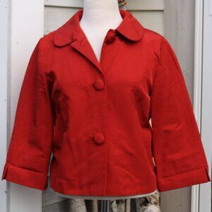 Banana Republic Burnt Orange Round Collar Cotton Blend Cropped Jacket Sz MEDIUM